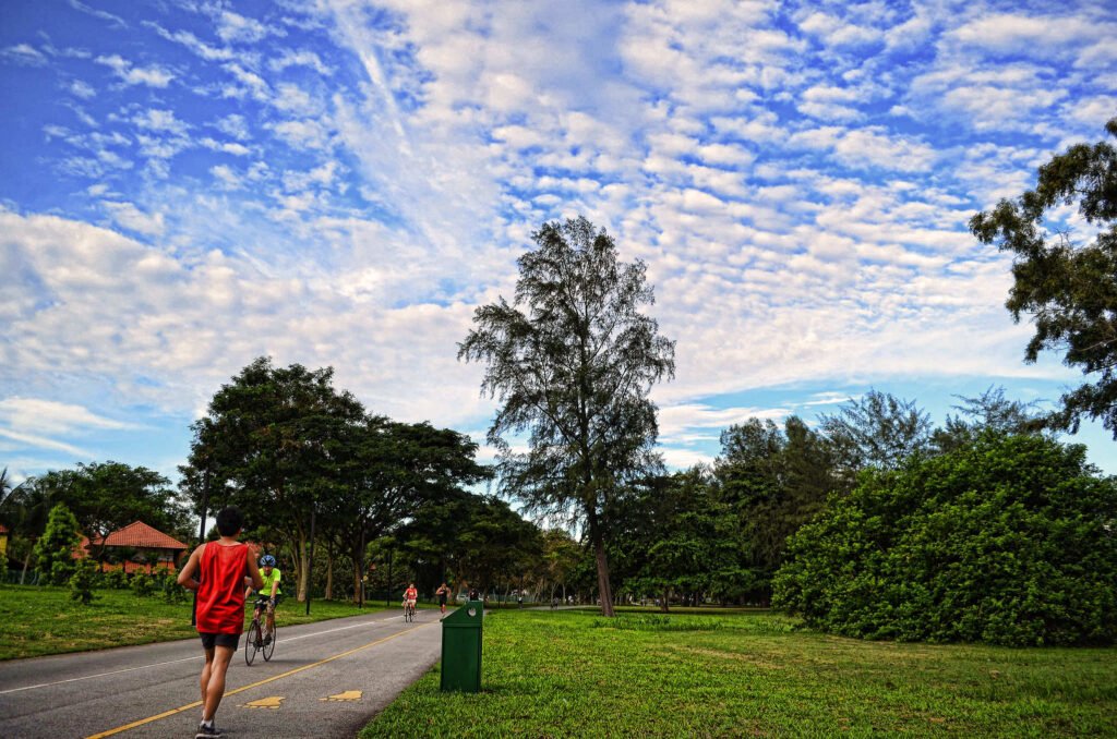 East Coast Park People Jogging Cycling